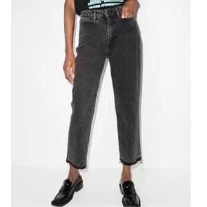 Paige Denim Sarah Straight Crop with Raw Hem in Deep End